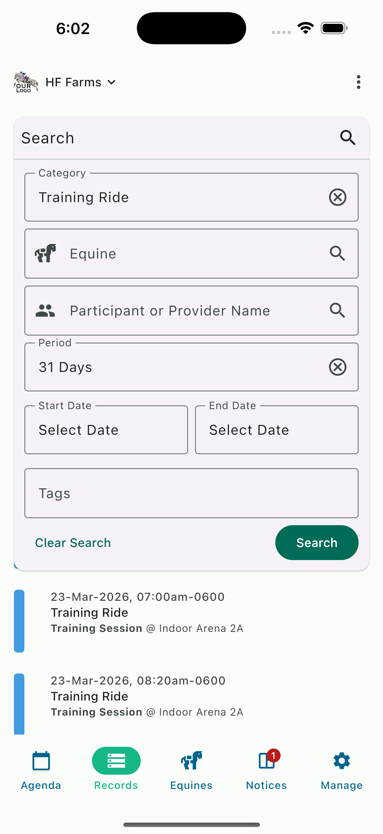 Searching records by Training Ride category to analyze training volume